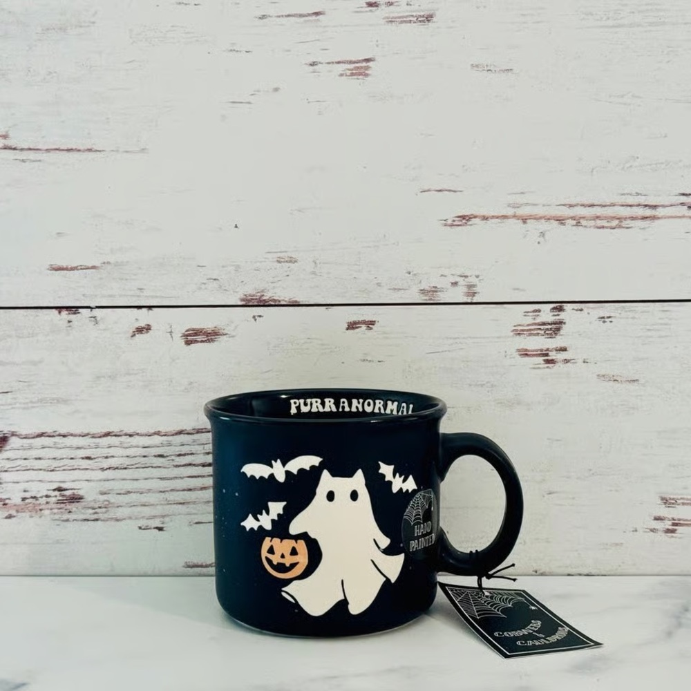 Purranormal Spooky Ghost Cat Black Ceramic Fall Halloween Mug - Picture 2 of 9